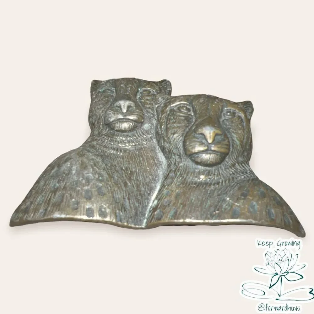 Leopard Couple Pewter Signed Jonette Jewelry J.J. Brooch